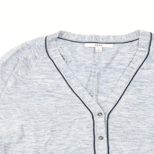 NEXT Womens Blue V-Neck Acrylic Cardigan Jumper Size S
