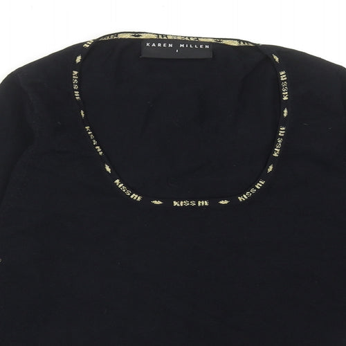 Karen Millen Womens Black Viscose Basic Blouse Size XS Scoop Neck