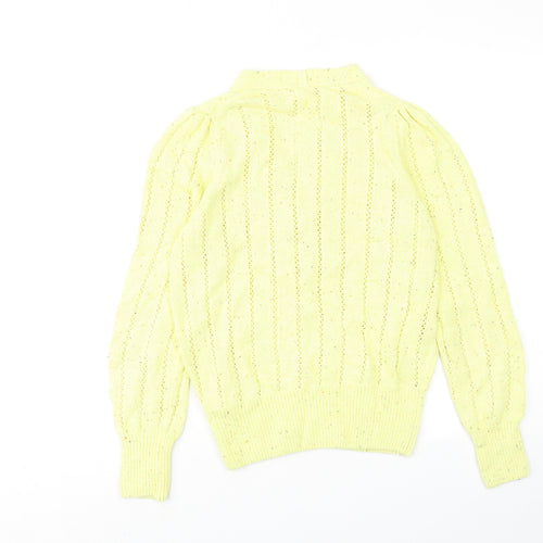 Per Una Womens Yellow V-Neck Cotton Pullover Jumper Size 8