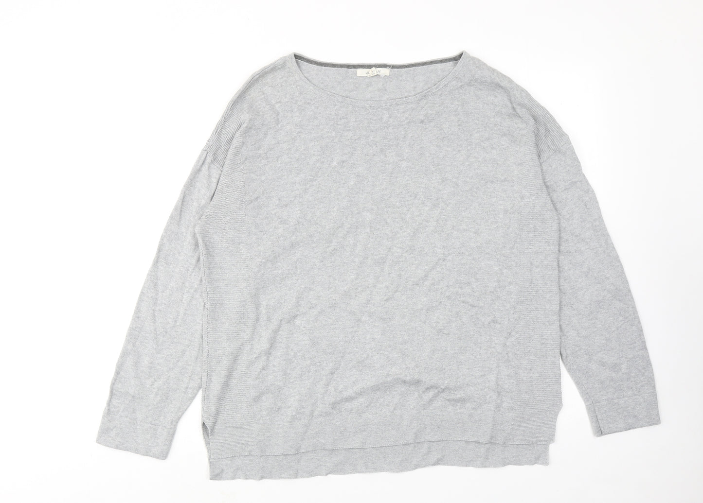 White Stuff Womens Grey Round Neck Cotton Pullover Jumper Size 16