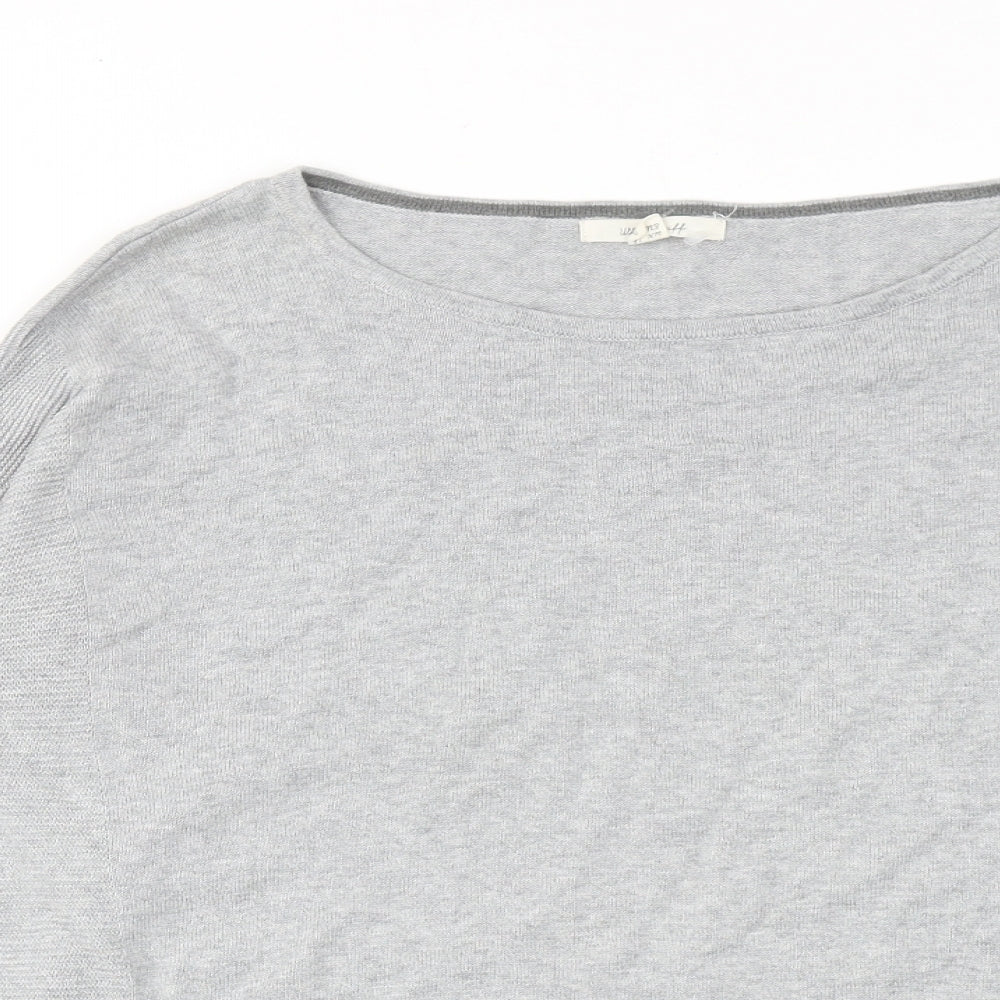 White Stuff Womens Grey Round Neck Cotton Pullover Jumper Size 16