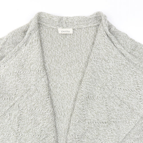 BHS Womens Grey V-Neck Acrylic Cardigan Jumper Size 12