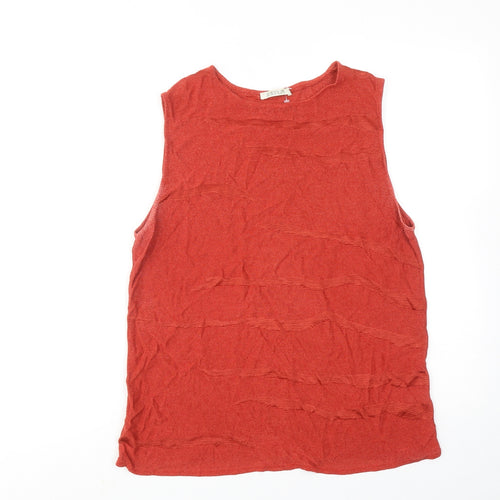 Platinum Womens Red Viscose Basic Tank Size L Boat Neck