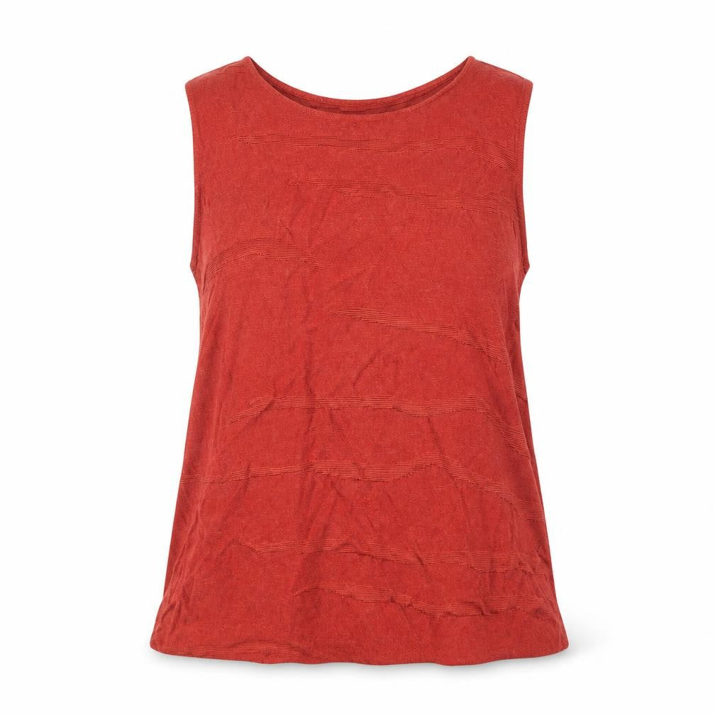 Front view of Platinum women’s red viscose basic tank, size L, boat neck