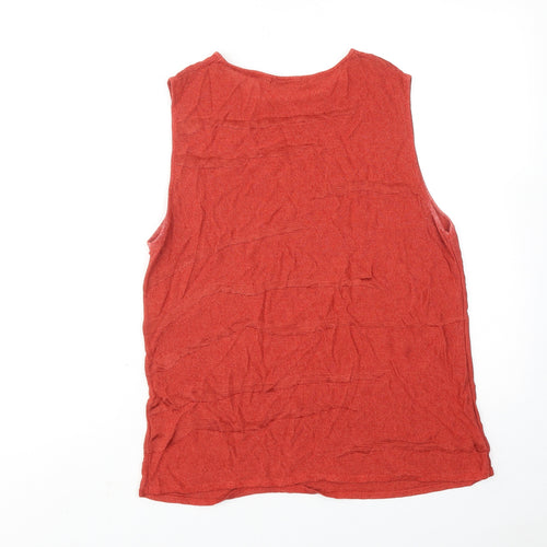 Platinum Womens Red Viscose Basic Tank Size L Boat Neck
