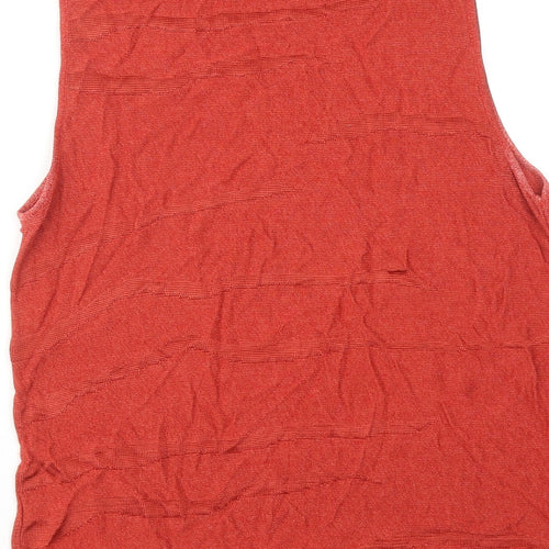 Platinum Womens Red Viscose Basic Tank Size L Boat Neck