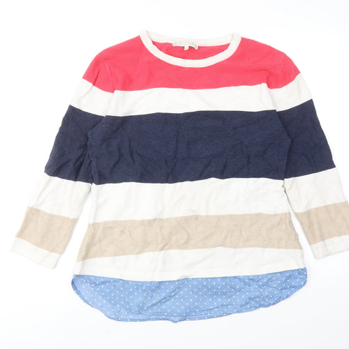 Lakeland Womens Multicoloured Round Neck Striped Cotton Pullover Jumper Size L