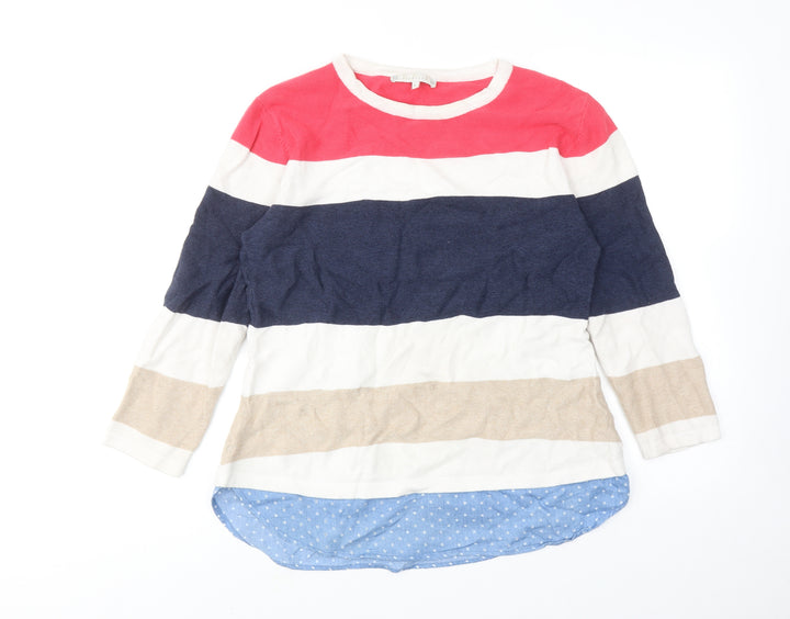 Lakeland Womens Multicoloured Round Neck Striped Cotton Pullover Jumper Size L
