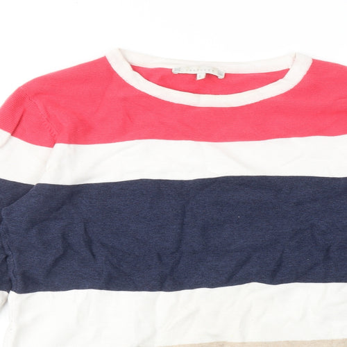 Lakeland Womens Multicoloured Round Neck Striped Cotton Pullover Jumper Size L