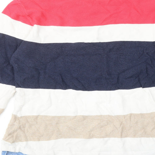 Lakeland Womens Multicoloured Round Neck Striped Cotton Pullover Jumper Size L