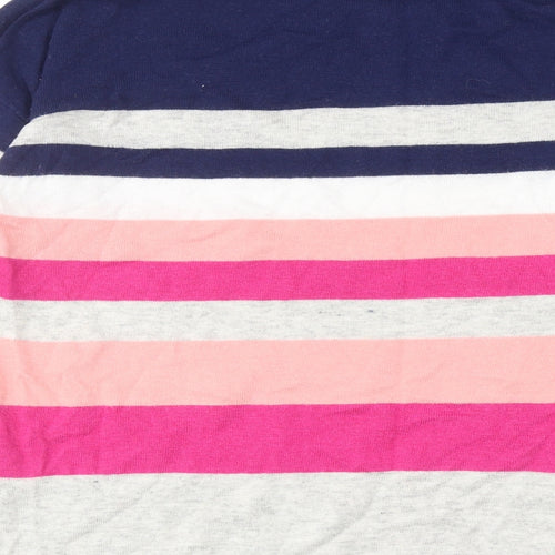 Oasis Womens Multicoloured Round Neck Striped Viscose Pullover Jumper Size M
