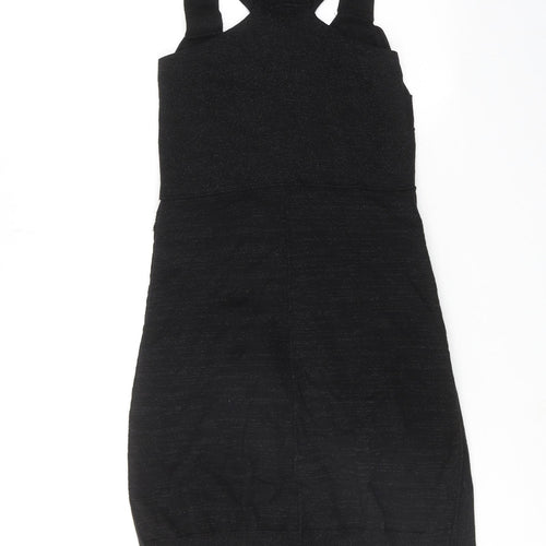 AllSaints Womens Black Wool Tank Dress Size 8 Round Neck Pullover