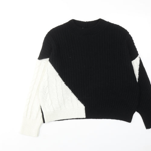 Topshp Womens Black Round Neck Acrylic Pullover Jumper Size S