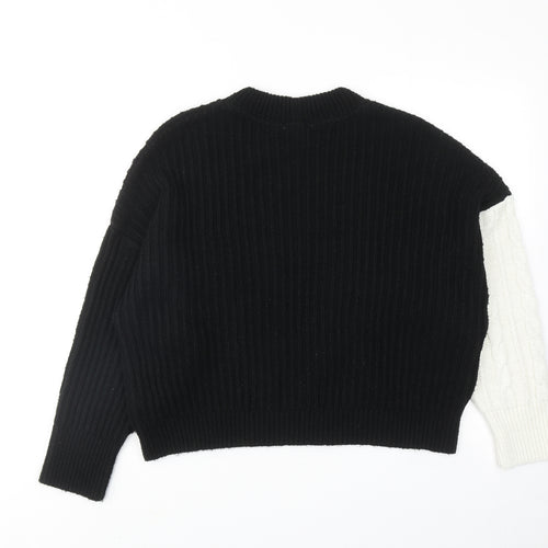 Topshp Womens Black Round Neck Acrylic Pullover Jumper Size S