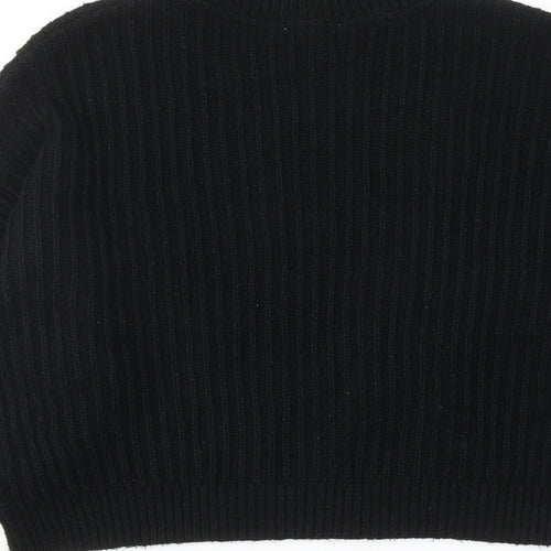 Topshp Womens Black Round Neck Acrylic Pullover Jumper Size S