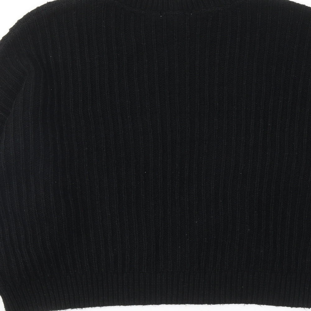 Topshp Womens Black Round Neck Acrylic Pullover Jumper Size S