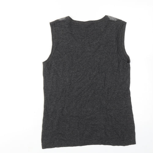 Olsen Womens Grey Round Neck Viscose Vest Jumper Size 10