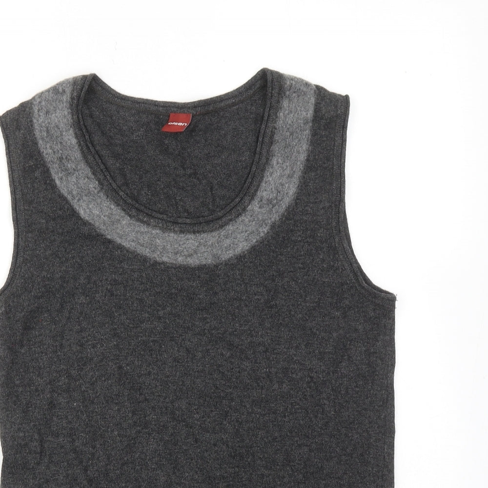 Olsen Womens Grey Round Neck Viscose Vest Jumper Size 10