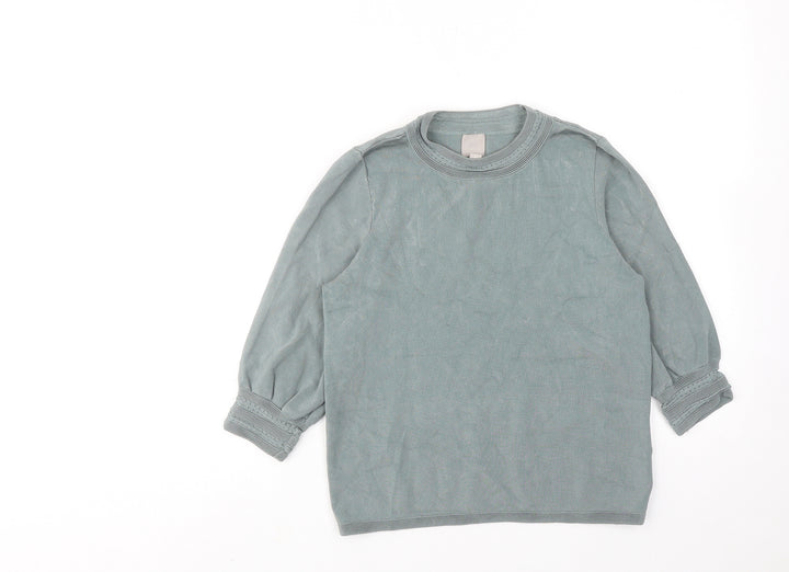 H&M Womens Blue Round Neck Viscose Pullover Jumper Size XS
