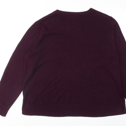 Marks and Spencer Womens Purple Round Neck Acrylic Pullover Jumper Size 24