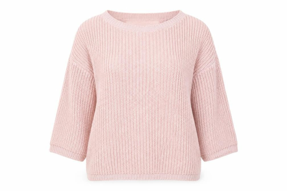 New Look Womens Pink Round Neck Acrylic Pullover Jumper Size M - Distressed Back Detail