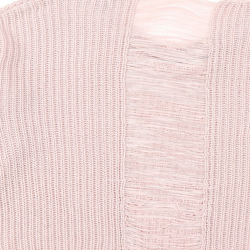 New Look Womens Pink Round Neck Acrylic Pullover Jumper Size M - Distressed Back Detail