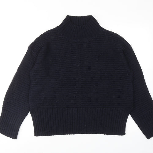 Topshop Womens Blue Mock Neck Acrylic Pullover Jumper Size 8