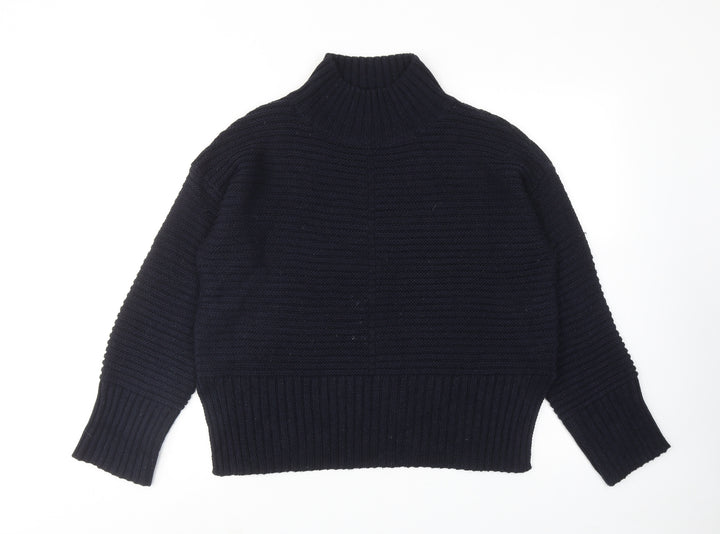 Topshop Womens Blue Mock Neck Acrylic Pullover Jumper Size 8