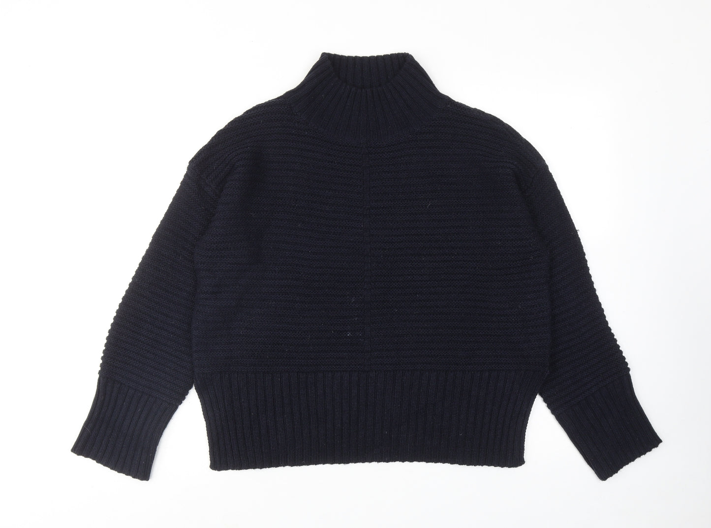 Topshop Womens Blue Mock Neck Acrylic Pullover Jumper Size 8