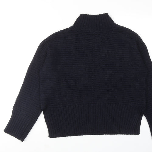 Topshop Womens Blue Mock Neck Acrylic Pullover Jumper Size 8