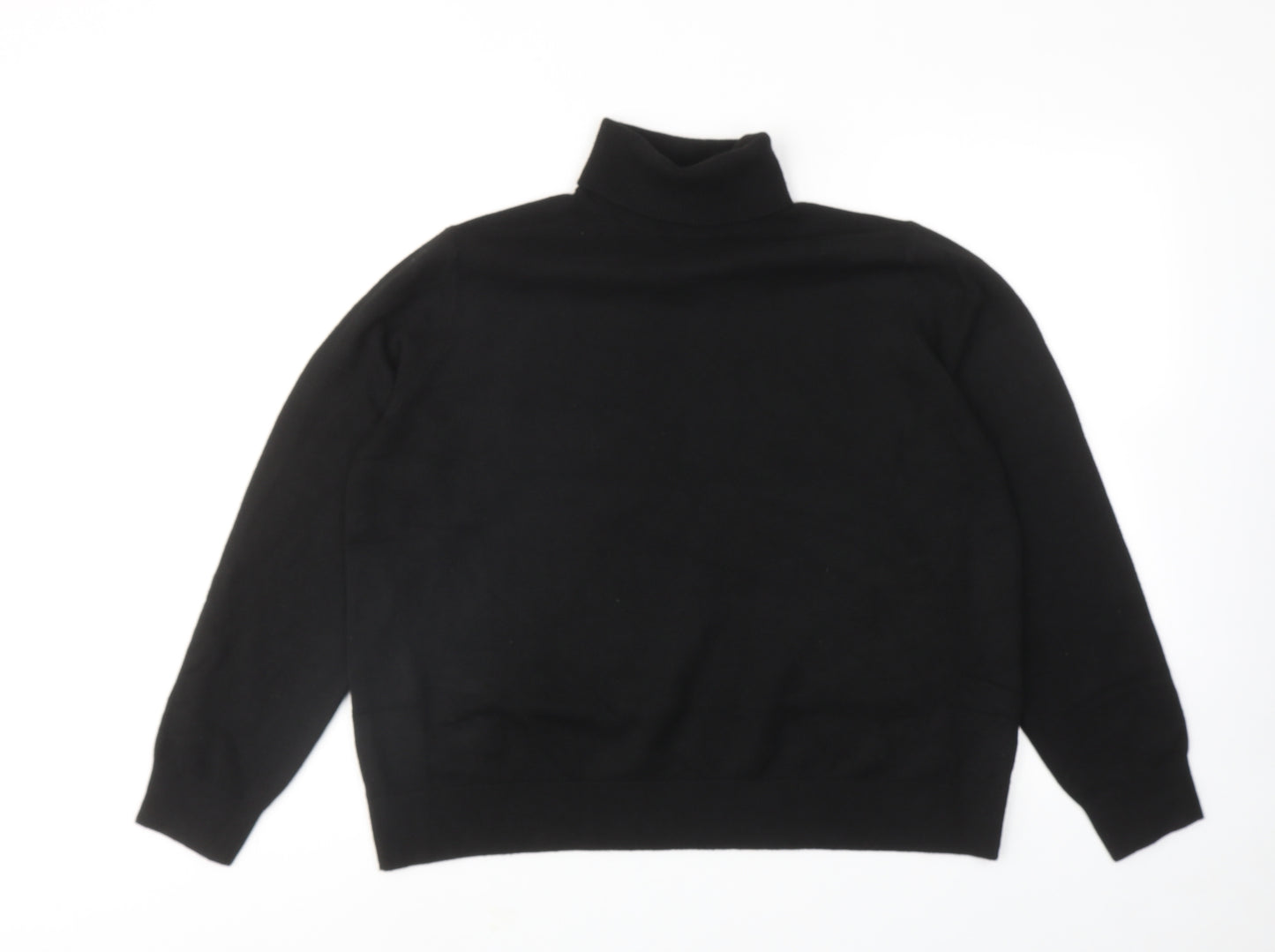 Marks and Spencer Womens Black Roll Neck Polyester Pullover Jumper Size L