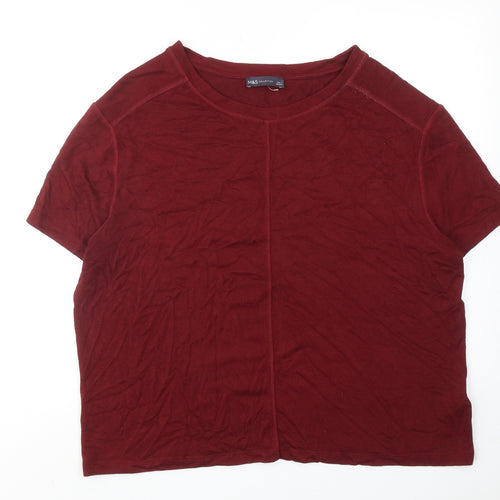Marks and Spencer Womens Red Polyester Basic T-Shirt Size L Round Neck