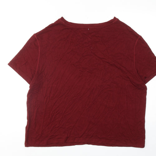 Marks and Spencer Womens Red Polyester Basic T-Shirt Size L Round Neck