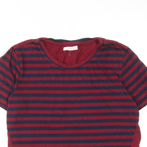 Finery Womens Red Striped Cotton Basic T-Shirt Size 10 Round Neck