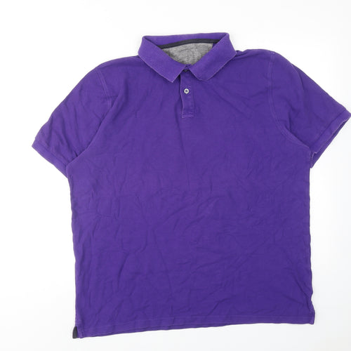 Modern Essentials Mens Purple Cotton Polo Size XL Collared Button