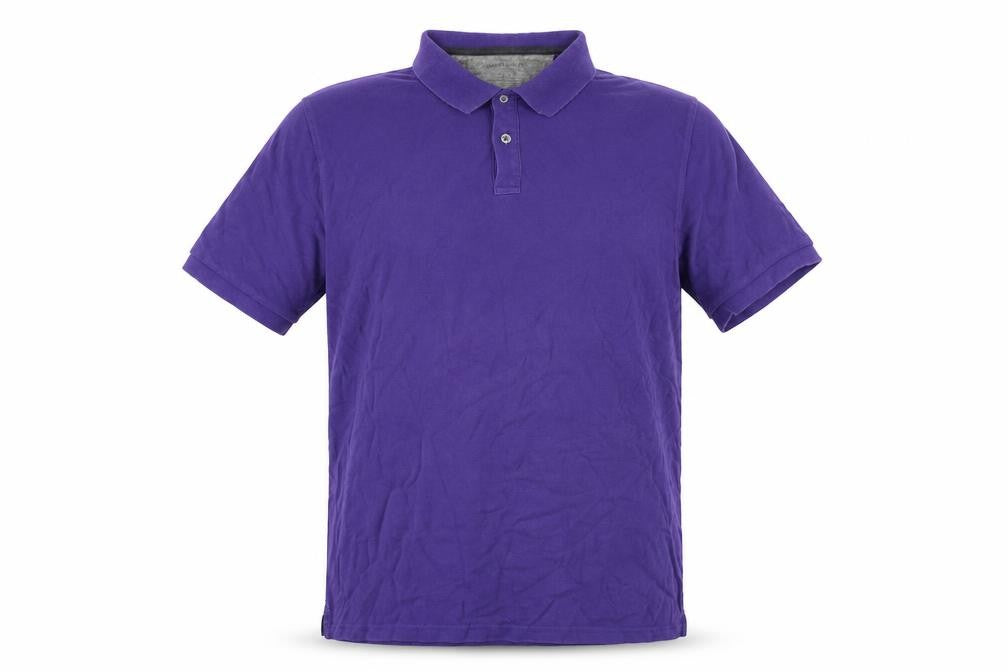 Front view of Modern Essentials men’s purple cotton polo, size XL, collared button