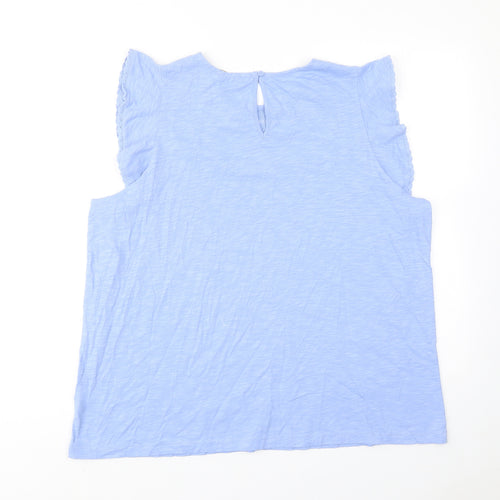 Marks and Spencer Womens Blue Cotton Basic Tank Size 20 Round Neck