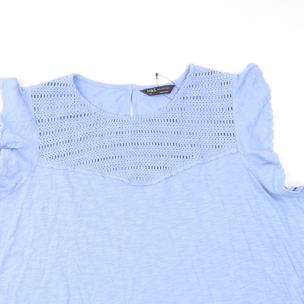 Marks and Spencer Womens Blue Cotton Basic Tank Size 20 Round Neck