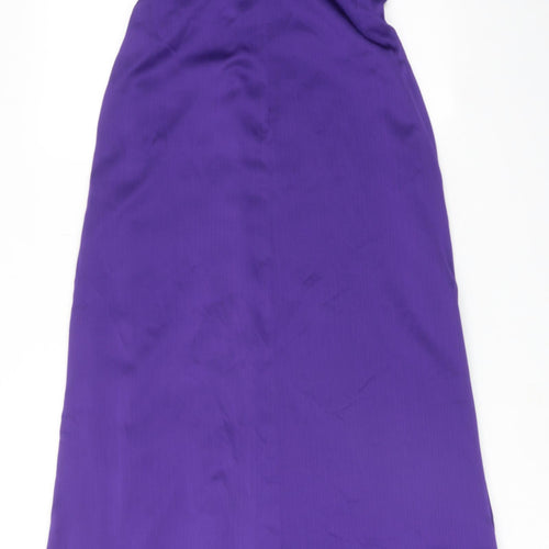 Belsoie Womens Purple Polyester A-Line Size 12 V-Neck Zip