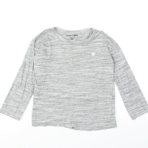 NEXT Boys Grey Cotton Basic T-Shirt Size 6-7 Years Round Neck Pullover