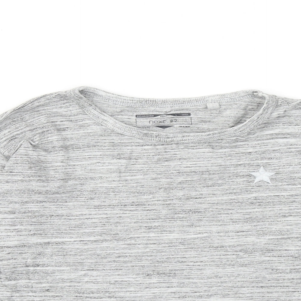 NEXT Boys Grey Cotton Basic T-Shirt Size 6-7 Years Round Neck Pullover
