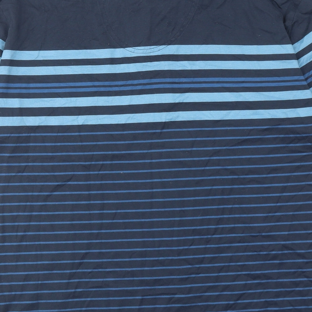 HUGO BOSS Mens Blue Striped Cotton Polo Size L Collared Button