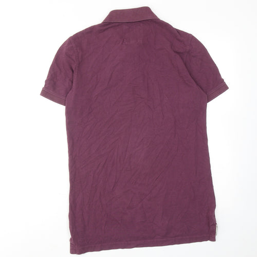 Crew Clothing Mens Purple Cotton Polo Size XS Collared Button