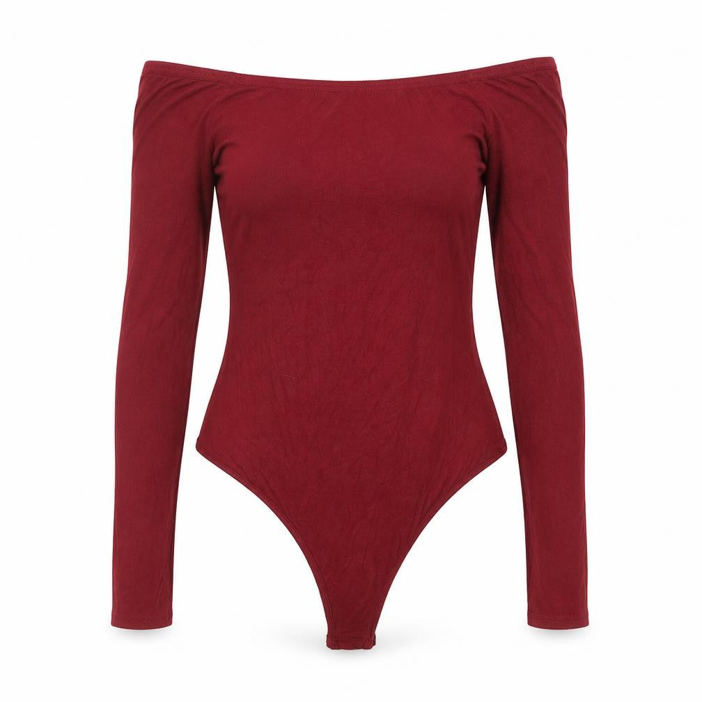Front view of PRETTYLITTLETHING women’s red viscose bodysuit one-piece, size UK 12, snap