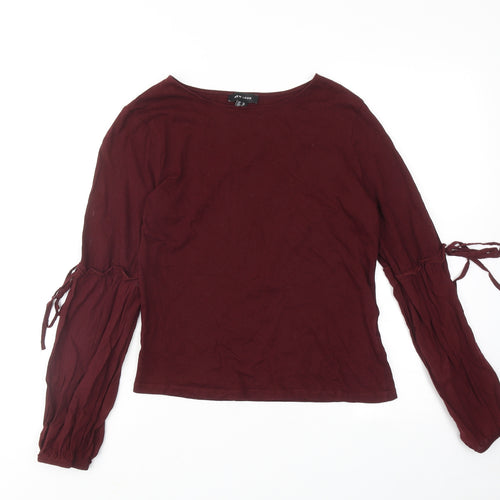 New Look Womens Red Cotton Basic Blouse Size 10 Round Neck