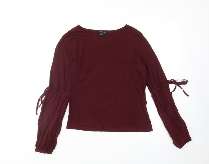New Look Womens Red Cotton Basic Blouse Size 10 Round Neck