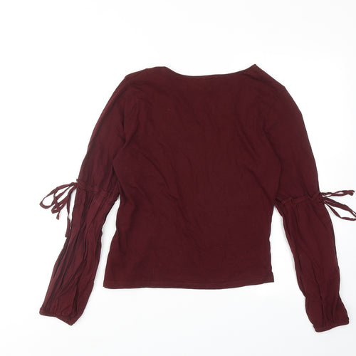 New Look Womens Red Cotton Basic Blouse Size 10 Round Neck