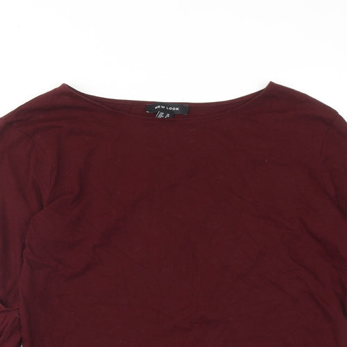 New Look Womens Red Cotton Basic Blouse Size 10 Round Neck