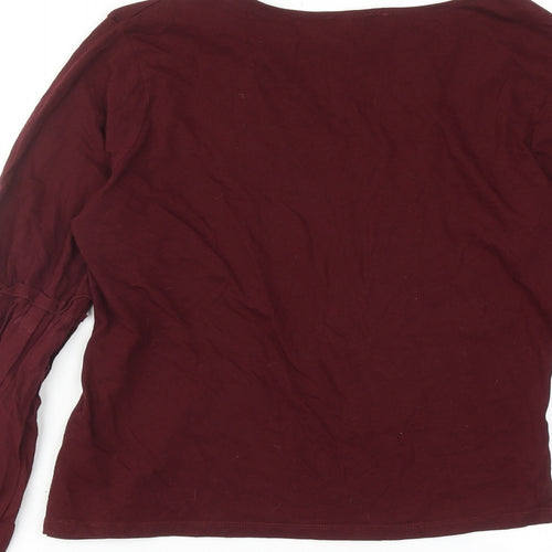 New Look Womens Red Cotton Basic Blouse Size 10 Round Neck