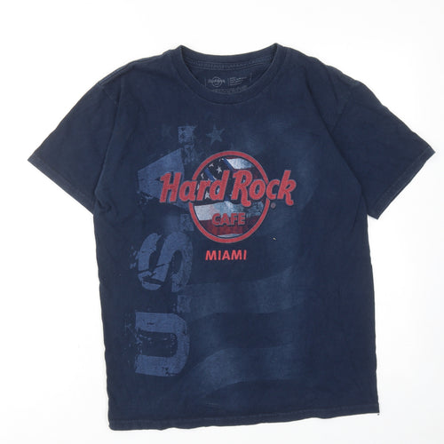 Hard Rock Mens Blue Cotton T-Shirt Size S Round Neck - Hard Rock Miami
